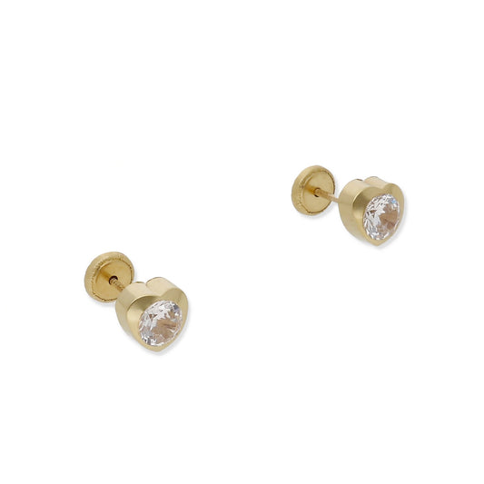 Pendientes Bebé Corazón Oro y Circonitas 4.00 mm