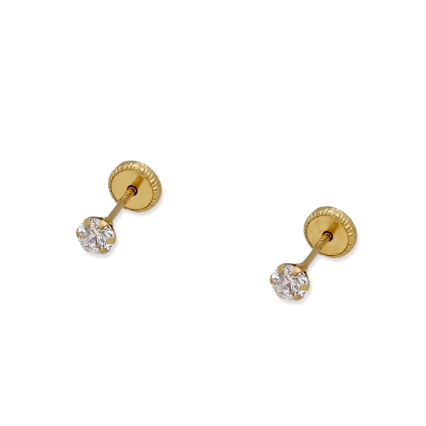 Pendientes Bebé en Oro de Ley 18K con Circonita 4.00 mm
