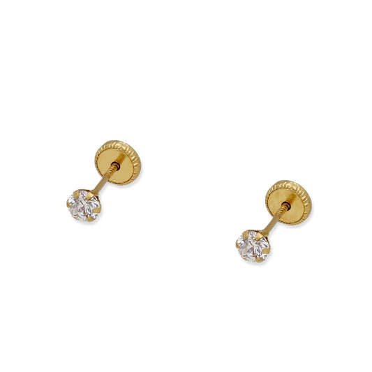 Pendientes Bebé en Oro de Ley 18K con Circonita 4.00 mm