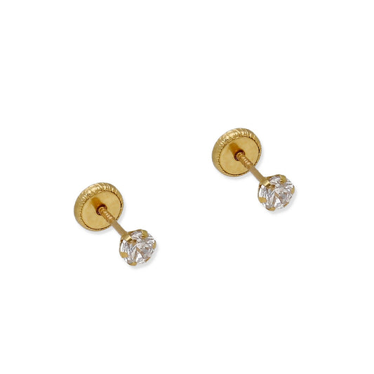 Pendientes Bebé en Oro de Ley 18K con Circonita 4.00 mm