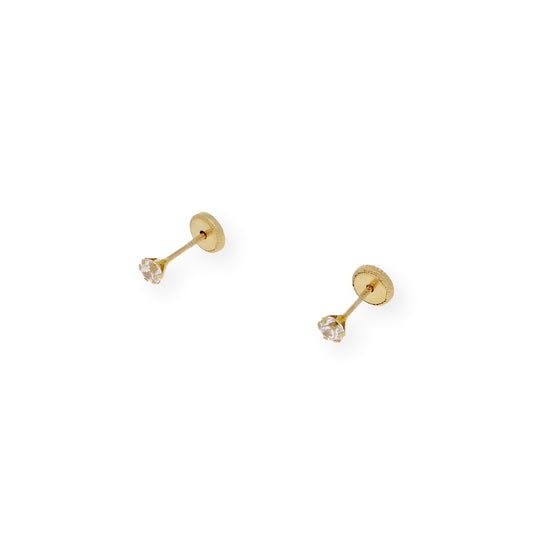 Pendientes Bebé en Oro de Ley 18K con Circonita 3.00 mm