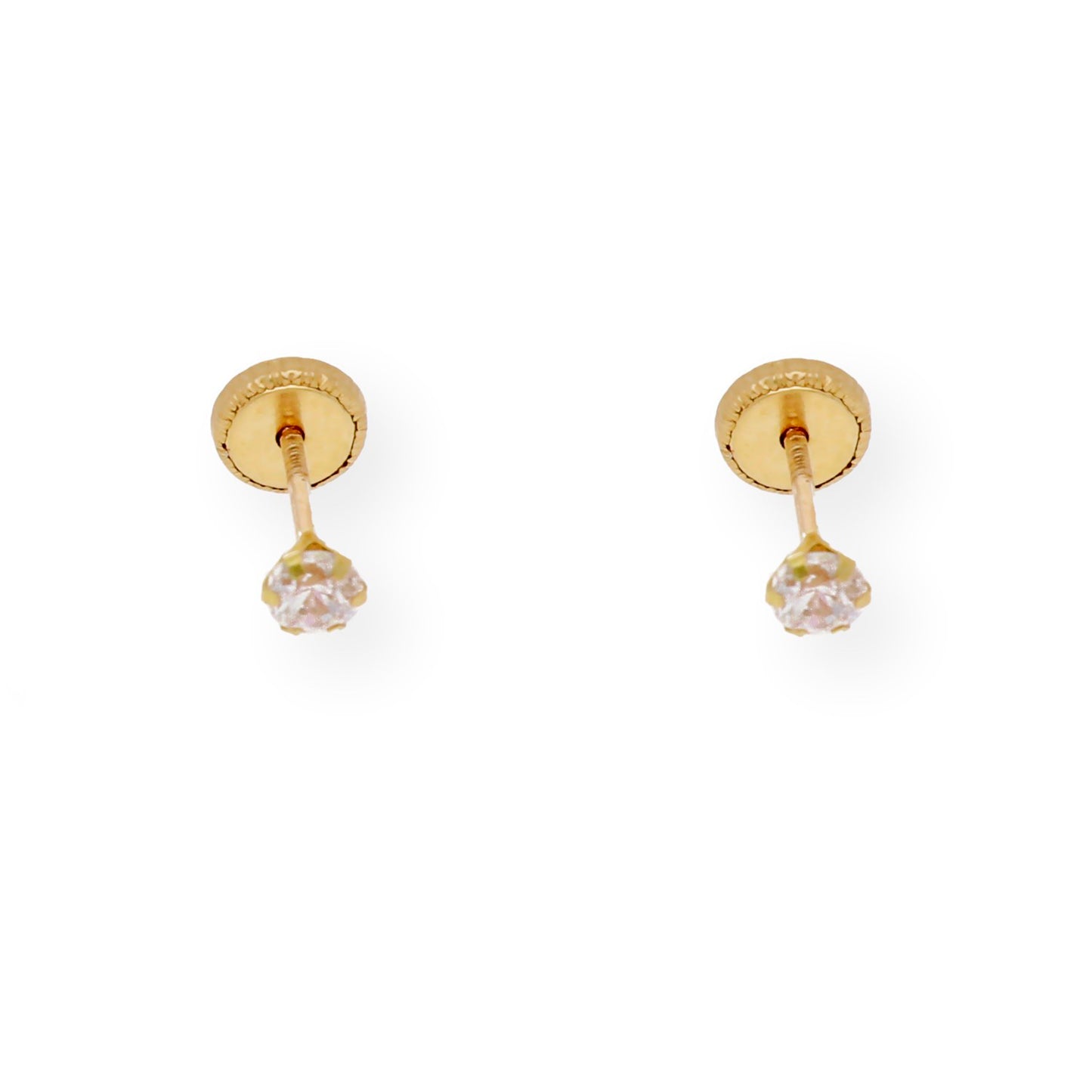 Pendientes Bebé en Oro de Ley 18K con Circonita 3.00 mm