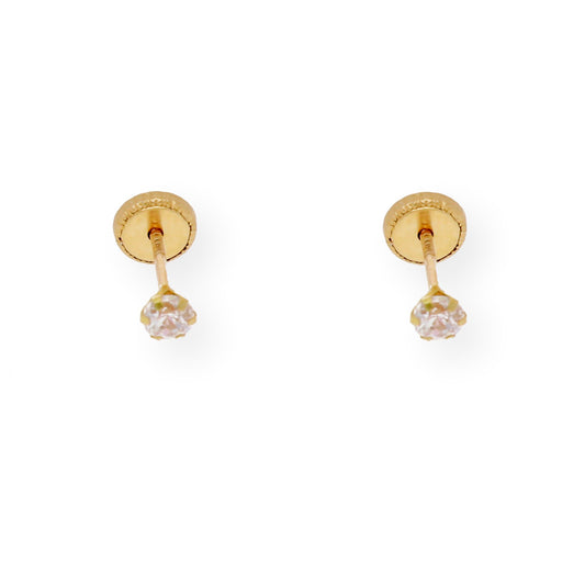 Pendientes Bebé en Oro de Ley 18K con Circonita 3.00 mm