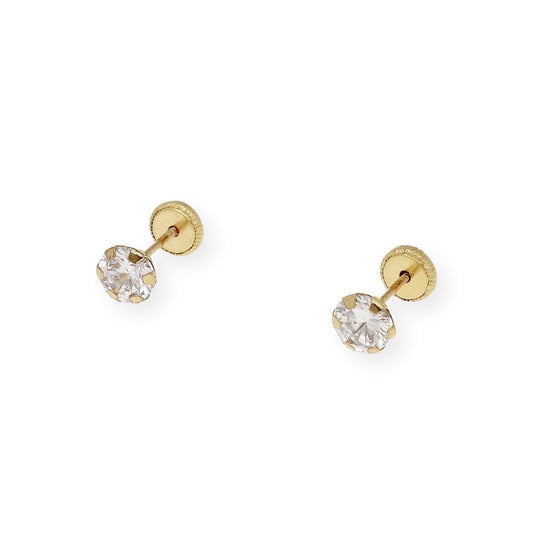 Pendientes Bebé en Oro de Ley 18K con Circonita 5.00 mm
