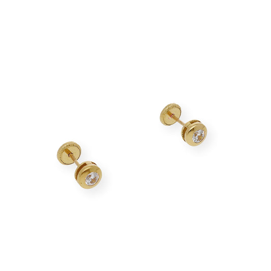 Pendientes Bebé en Oro de Ley 18K con Chatón 5mm