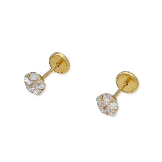 Pendientes Bebé en Oro de Ley 18K 5 Patillas con Circonita 5.00 mm