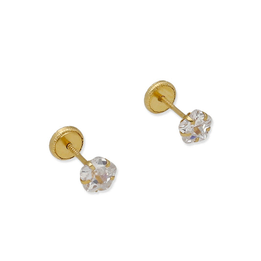 Pendientes Bebé en Oro de Ley 18K 5 Patillas con Circonita 5.00 mm