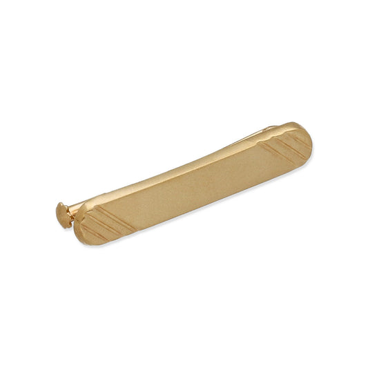 Imperdible Bebé de Barra Mate con Decoración Diagonal en Oro Amarillo 18K