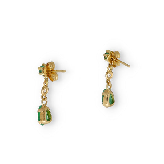 Pendientes Venus en Oro 18K con Diamantes y Esmeraldas