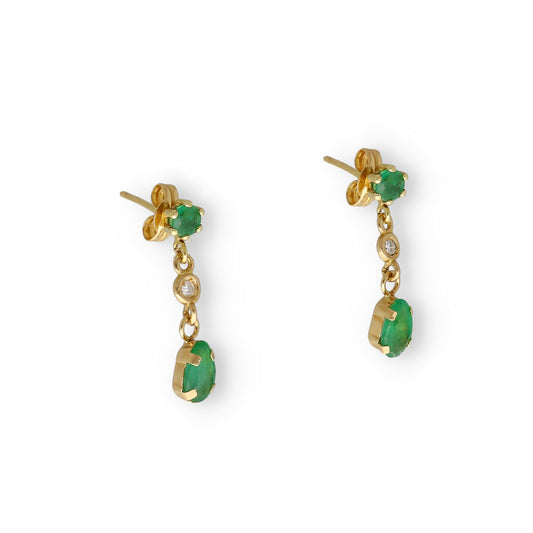 Pendientes Venus en Oro 18K con Diamantes y Esmeraldas