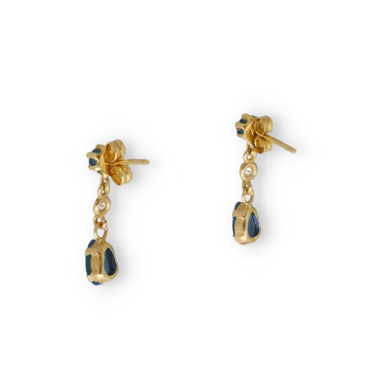 Pendientes Venus en Oro 18K con Diamantes y Zafiros