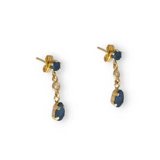 Pendientes Venus en Oro 18K con Diamantes y Zafiros