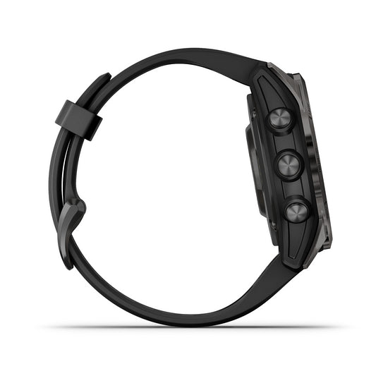 Reloj Garmin Fenix 7S PRO Sapphire Solar Titanio gris carbón con correa negra 010-02776-11