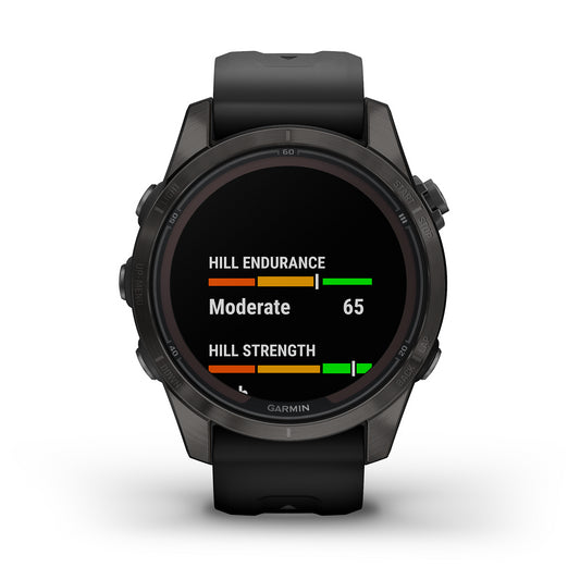 Reloj Garmin Fenix 7S PRO Sapphire Solar Titanio gris carbón con correa negra 010-02776-11