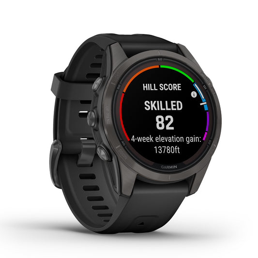 Reloj Garmin Fenix 7S PRO Sapphire Solar Titanio gris carbón con correa negra 010-02776-11