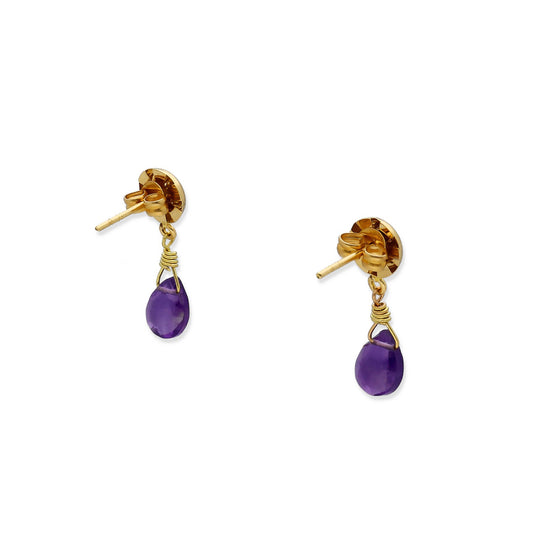 Pendientes Penélope en Oro Amarillo 18K con Diamantes y Amatistas