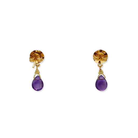 Pendientes Penélope en Oro Amarillo 18K con Diamantes y Amatistas