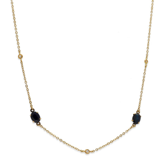 Collar Duo de Oro 18K con Zafiros y Diamantes