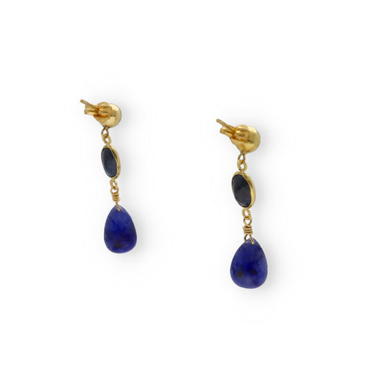 Pendientes Minerva en Oro Amarillo 18k con Zafiros