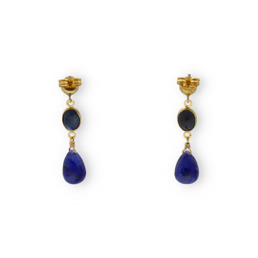 Pendientes Minerva en Oro Amarillo 18k con Zafiros