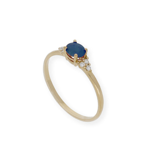 Anillo Diana Oro 18K con zafiro y tréboles de Diamantes