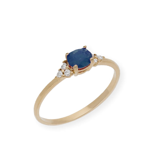 Anillo Diana Oro 18K con zafiro y tréboles de Diamantes