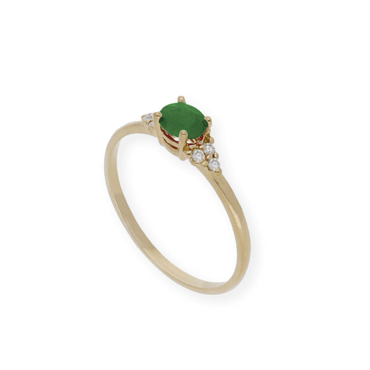 Anillo Diana Oro 18K con Esmeralda y Diamantes