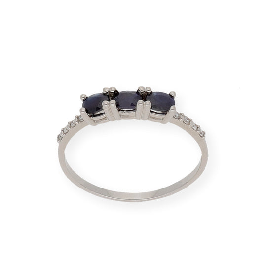 Anillo Arya en Oro Blanco con Zafiros y Brillantes