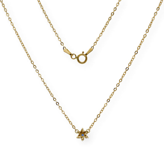 Collar Aster de Oro Amarillo 18k con Diamantes y Zafiro