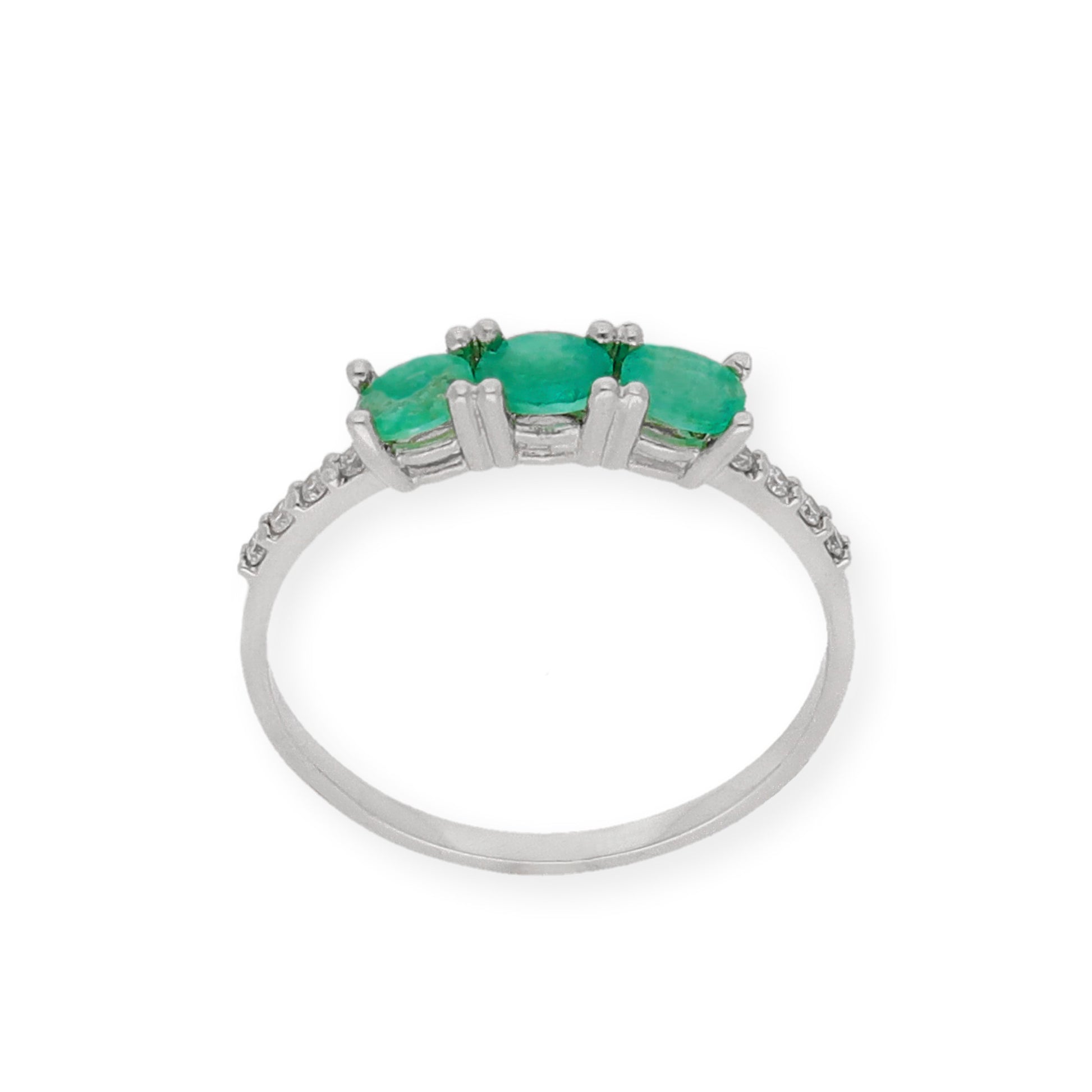 Anillo Arya en Oro Blanco con Esmeralda y Brillantes