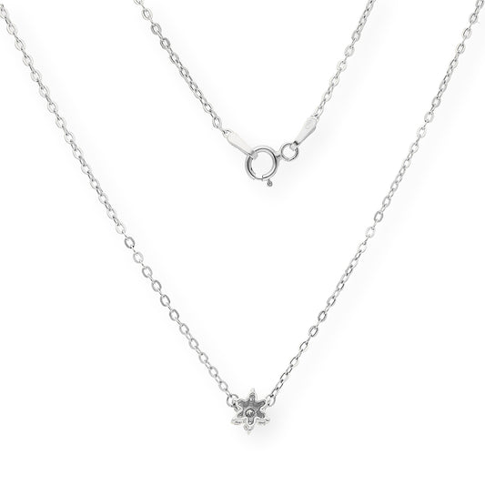 Collar Aster de Oro Blanco 18k con Diamantes