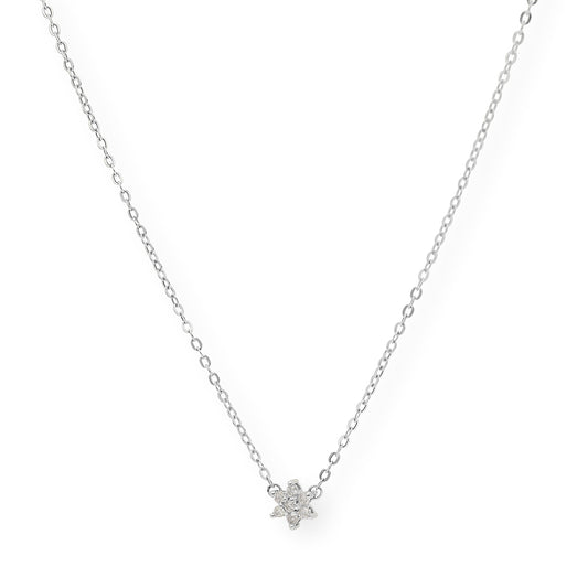 Collar Aster de Oro Blanco 18k con Diamantes