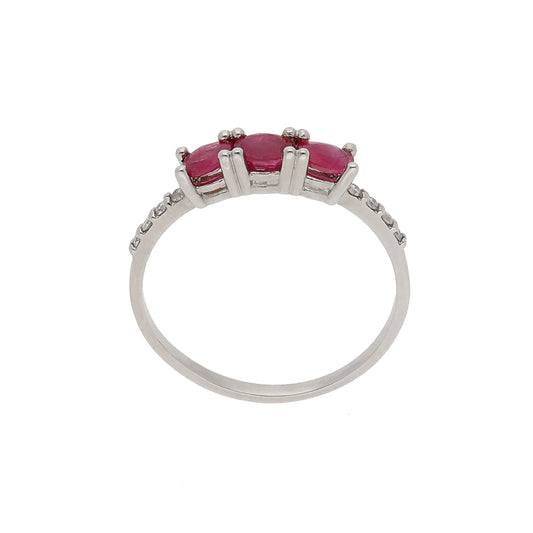 Anillo Arya en Oro Blanco con Rubí y Brillantes