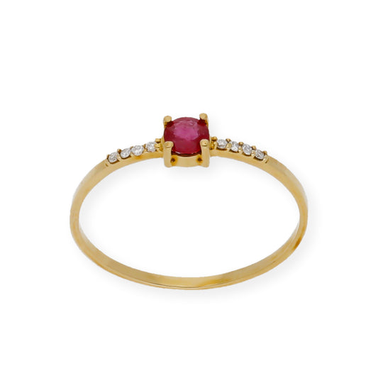 Anillo Chiara en Oro 18K con Rubí y Diamantes