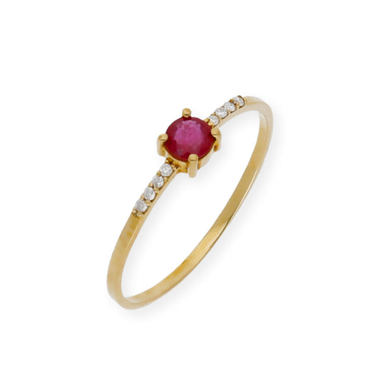 Anillo Chiara en Oro 18K con Rubí y Diamantes