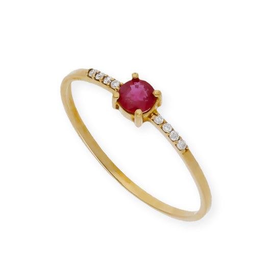 Anillo Chiara en Oro 18K con Rubí y Diamantes