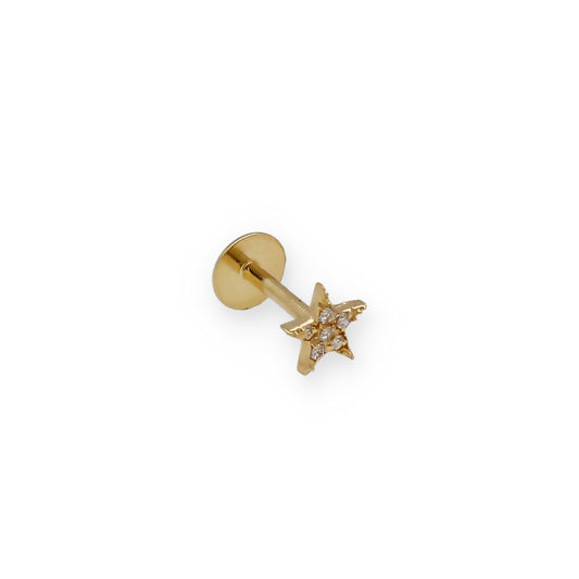 Piercing de Estrella en Oro de Ley y Diamantes