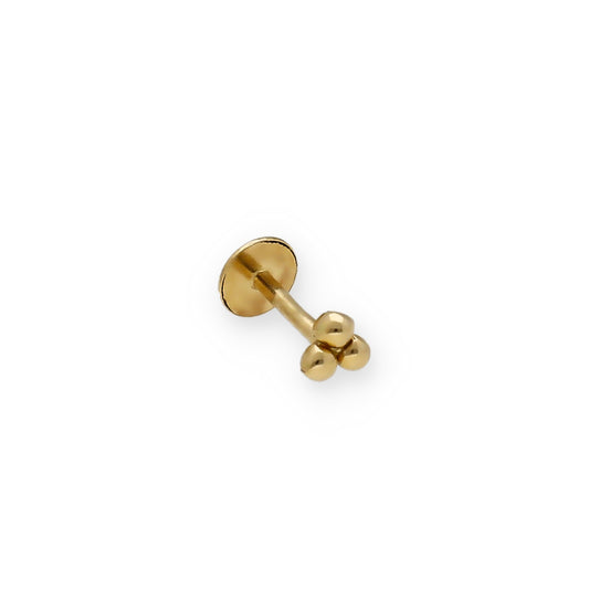 Piercing en Oro de Ley 18K con 3 Bolitas