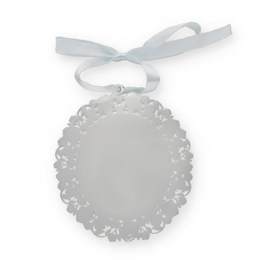 Medalla de Cuna Baño de Plata con esmaltado Azul Virgen y Niño