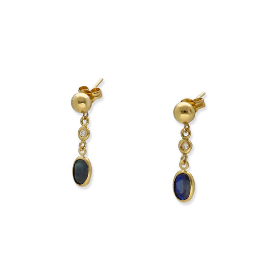 Pendientes Milú de Oro 18k con Diamantes y Zafiros