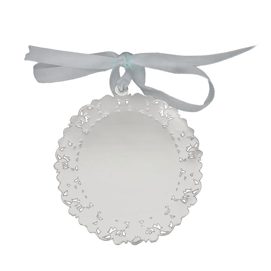 Medalla de Cuna Baño de Plata con esmaltado Azul Niño y Ángel de la Guarda