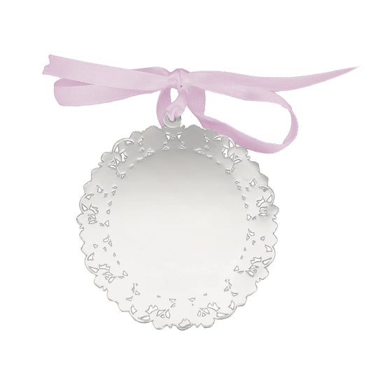 Medalla Cuna Baño de Plata con esmaltado Rosa Niño y Ángel de la Guarda