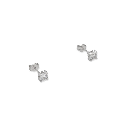 Pendientes de Oro Blanco 18k  Garra Cuadrada Mediana de Circonita