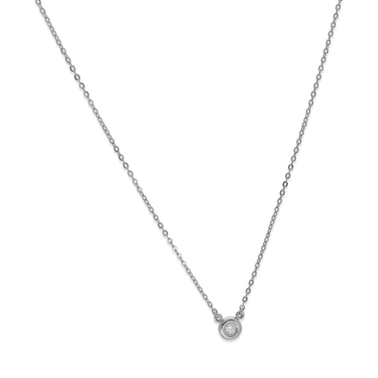 Collar con Colgante Eclat en Oro Blanco 18K con Diamante en Chatón