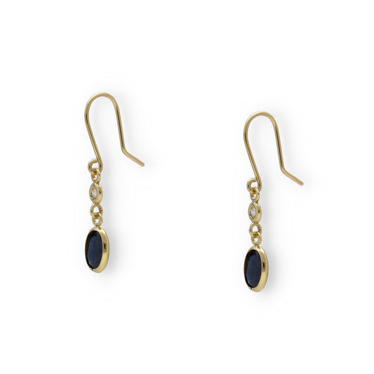 Pendientes Lisa en Oro 18K con Diamantes y Zafiros Ovales