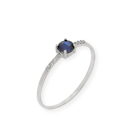 Anillo Chiara en Oro Blanco 18K con Zafiro y Diamantes