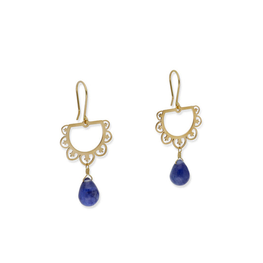 Pendientes Zoe en Oro 18K con Zafiros