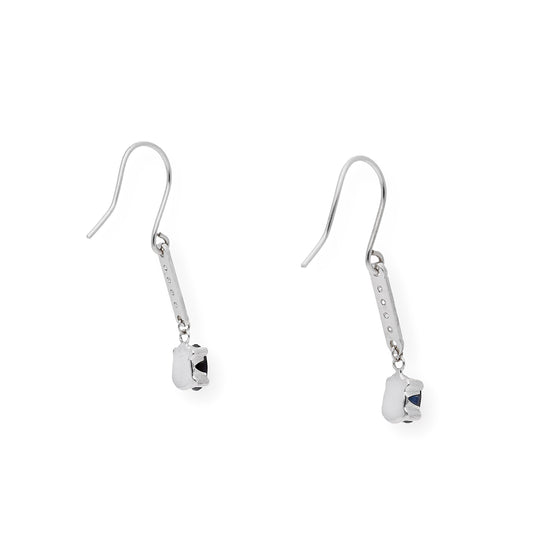 Pendientes Destello en Oro blanco 18k con Diamantes y Zafiros