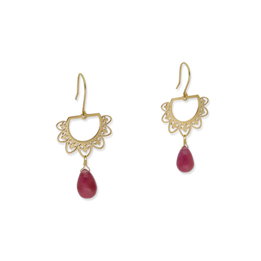 Pendientes Zoe en Oro 18K con Rubíes