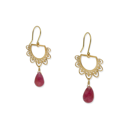 Pendientes Zoe en Oro 18K con Rubíes